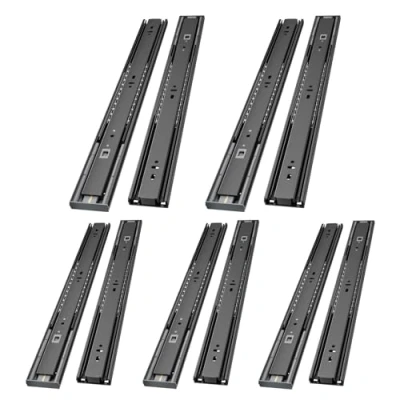 Imagen de AOLISHENG 5 pares de corredores cajón cierre suave 400 mm, rodamientos bolas, extensión completa, deslizamientos resistentes, capacidad carga 45 kg