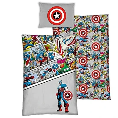 Imagen de AYMAX S.P.R.L. Disney Avengers Juego de Ropa Cama Infantil algodón orgánico, Funda nórdica 140 x 200 cm y Almohada 65