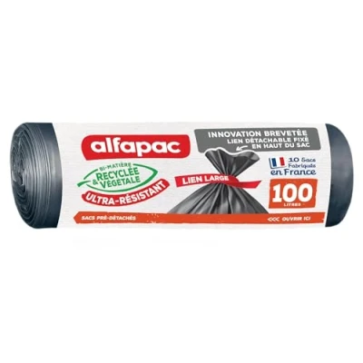 Imagen de ALFAPAC AFV10010UR 10 Bolsas 100L recicladas Maxi Peso de Enlace Ancho, Polietileno, 100 l