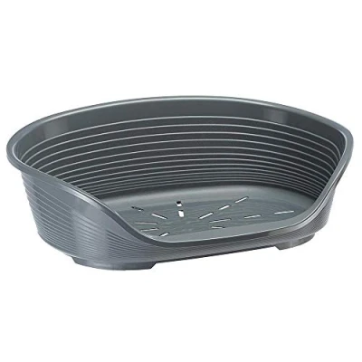 Imagen de FERPLAST Cama para perro perros extra grande 100% plástico reciclado Cesta transpirable y antideslizante Siesta Deluxe, 100 x 65 h 33,5 CM, GRIS