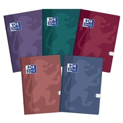 Imagen de Oxford Cuaderno escolar Touch A4, 60 hojas, cuadrados, paquete de 5 unidades, mezcla colores