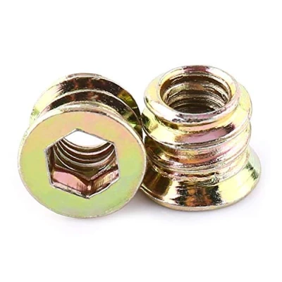 Imagen de Enchufe Hexagonal de Acero Carbono 20pcs Tuercas Inserción Unidad Tuerca Cabeza Roscado Bolsa Rosca para Muebles Madera (M6*10mm)