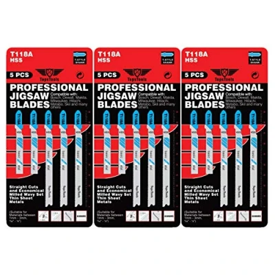 Imagen de 15 hojas de sierra calar TopsTools T118A compatibles con Bosch, Dewalt, Makita, Milwaukee y muchos más