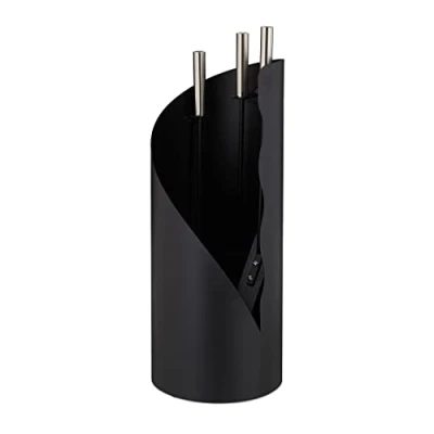 Imagen de Relaxdays Accesorios Chimenea Modernos, Juego Estufa de 4 Piezas con Atizador, Pala Cenizas, Escoba y Soporte, Negro, Acero, Teiliges Set