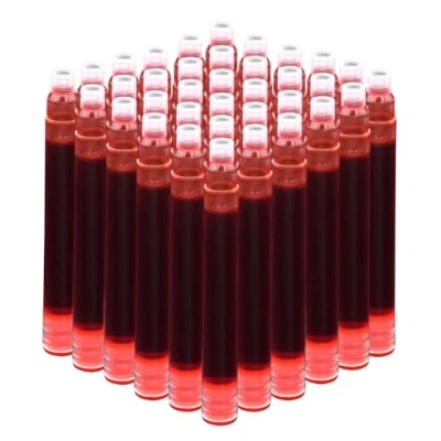 Imagen de Jinhao Juego de 50 cartuchos tinta para pluma estilográfica, tamaño estándar internacional, diámetro orificio 2,6 mm (rojo)