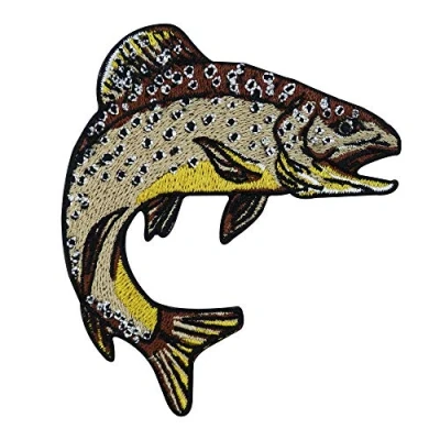 Imagen de Finally Home Parches Termoadhesivos de Planchado sin Costuras para Ropa Parche Pescado trucha detallado Aplique Codera Rodillera Bordado DIY