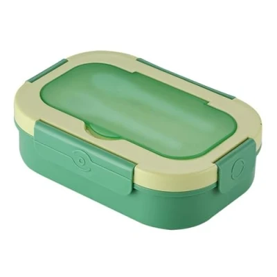 Imagen de ulafbwur Lonchera Bento con 3 compartimentos a prueba de fugas, apta para microondas y lavavajillas, niños adultos, color verde