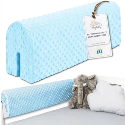 Imagen de Totsy Baby Chichoneras Cuna Parachoques cunas Bebe 50 cm Protector Anti caida y Golpe Espuma de Barrera Seguridad niños niñas para Cama Protection Valla Borde Infantil Azul