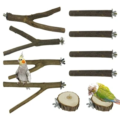 Imagen de Allazone 10 Pz Perca de Pájaro, Perchas Naturales para Pájaros Pájaro Madera Soporte Perca, Juguetes Pajaros Masticar Loros Loros, Periquitos, Cacatúas