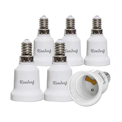 Imagen de Kundorf adaptador E14 a E27, 6 piezas Casquillo E27 portalámparas para bombillas LED, color blanco