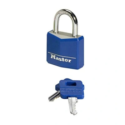 Imagen de Master Lock 9141EURDCOL Candado con Llave cuerpo de aluminio macizo revestido, Color Aleatorio, 4 x 5,9 1,3 cm