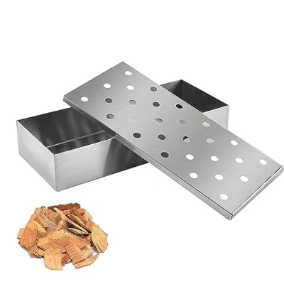 Imagen de 1 caja para ahumar de acero inoxidable, estable, ahumar, alta calidad, accesorios barbacoa, adecuada barbacoas gas y carbón