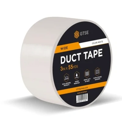 Imagen de Gocableties Cinta americana blanca de 75 mm x 50 m tela resistente, ancha, adhesiva e impermeable Para reparar, fijar, agrupar, reforzar y sellar 1 rollo