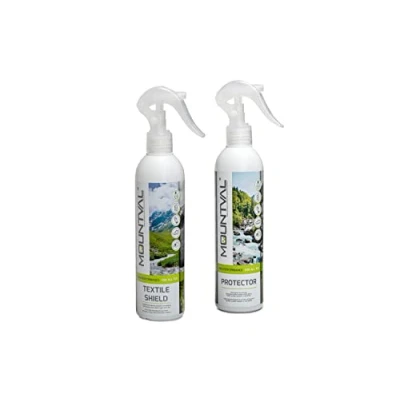 Imagen de Mountval Set de Protectores 2 x 300 ml, Textile Shield, Protector Textil para Ropa, Zapatos, Cuero, Nobuck, Ante, Tela y Gore Tex