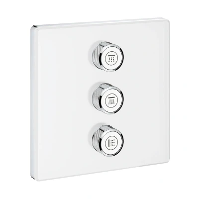 Imagen de Grohe 29158LS0 Grohtherm Smartcontrol Termostato con inversor y cristal blanco, 3 Chorros Adicionales Regulables, Moon White, Cuadrado