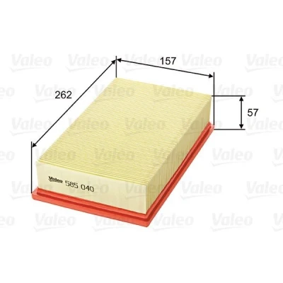Imagen de VALEO 585040 Filtro de aire 57 157 262 Cartucho filtrante RENAULT: LAGUNA 1, 1 Grandtour