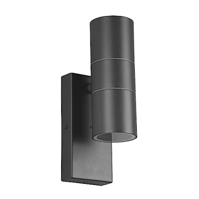 Imagen de Reality, Aplique, Laredo 2xGU10, max.10,0 W Cuerpo: Acero, Antracita A:7,0cm, A:21,2cm, P:11,0cm Sensor de oscuridad,Luz arriba y abajo,Montaje la pared,IP44,Sin bombilla