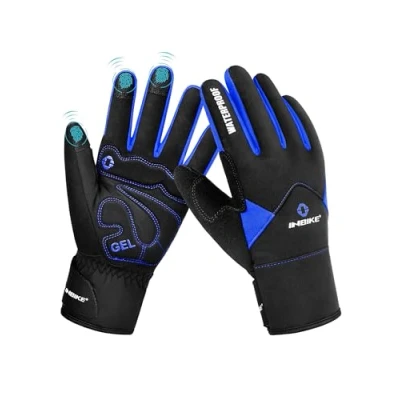 Imagen de INBIKE Guantes Calientes De Ciclismo Invierno, Pantalla Táctil para Hombre con Dedos Completos Cortavientos E Impermeable(Azul,XL)