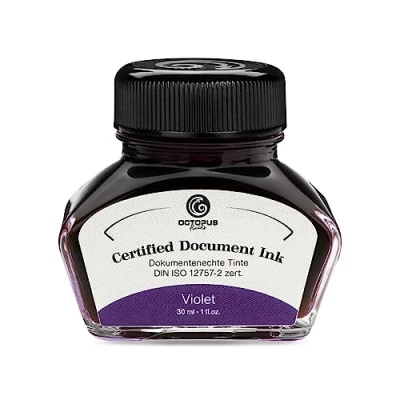 Imagen de Octopus Fluids Document Ink Violet Tinta indeleble certificada según DIN ISO 12757 2, color morado, 30 ml