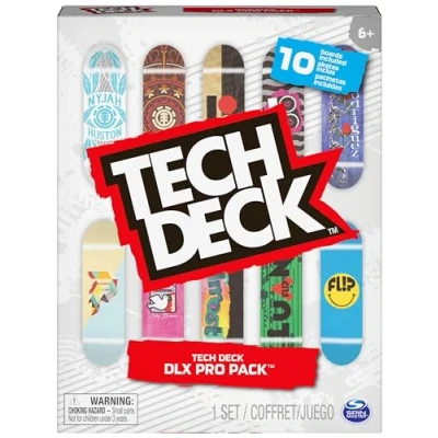 Imagen de TECH DECK FINGER SKATE PACK 10 TABLAS Auténticos Mini Skates para Dedos 96 mm Fingerboarding DLX Pro Coleccionables 6061099 Juguetes Niños 6 años+