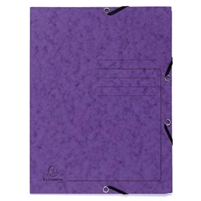 Imagen de Exacompta 55408E Carpeta elástica con 3 solapas impresión de líneas en la cubierta para identificación carpetas cartulina lustrada, 355 g/m2, color morado