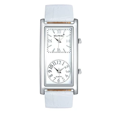 Imagen de SUPBRO Fashion Casual Relojes de Pulsera Mujer Acero Inoxidable Bisel con Piel Correa Cuarzo Analógico Reloj Rectángulo