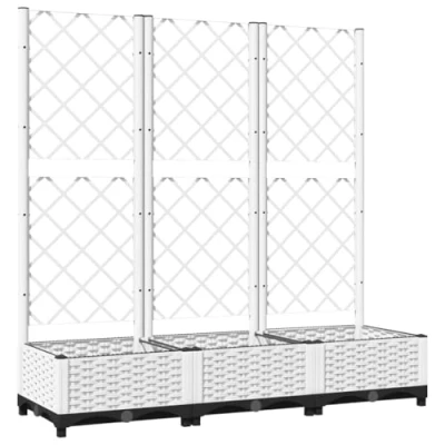 Imagen de vidaXL Jardinera con Enrejado PP Blanco 120x40x121,5 cm