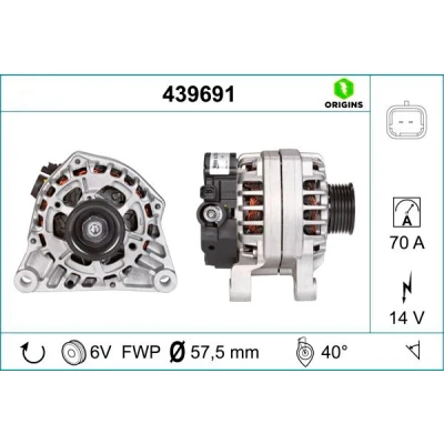 Imagen de VALEO 439691 Alternador 14V 70A CITROËN: Xsara Picasso, Berlingo / First I Furgón, II, PEUGEOT: 206 Hatchback, Partner Furgón