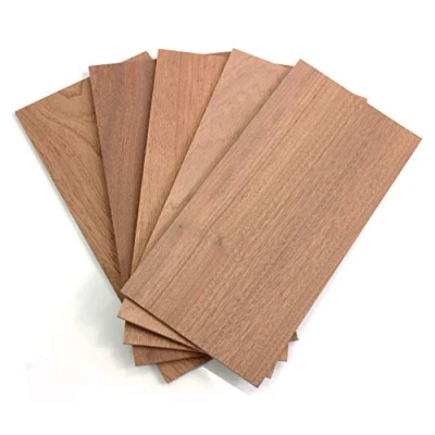 Imagen de wodewa juego de chapas madera caoba 4 mm grosor 15 x 14 cm, 5 unidades, chapa aserrada, auténtica, para manualidades, modelismo y bricolaje