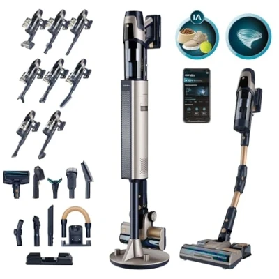 Imagen de Cecotec Aspirador Vertical Conga Rockstar 11500 Odyssey Station Connected IA, Máx 300 AW, 800 W, Inteligencia Artificial, App, hasta 110 min autonomía, Base autovaciado, Tubo Flexible, Kit Accesorios
