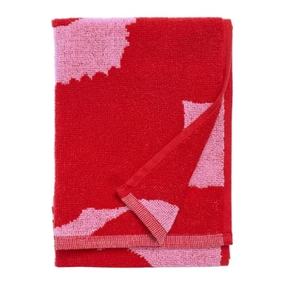 Imagen de MARIMEKKO Unikko Toalla de invitados algodón rizo (rojo) Toallas con estampado floral 20 x 12 pulgadas