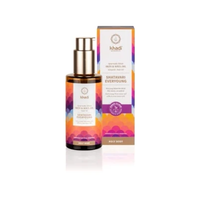 Imagen de khadi SHATAVARI EVERYOUNG Ayurvedic Elixir Skin &amp; Soul Oil, Aceite intensivo antiedad, tensa, rejuvenece y revitaliza, 100% herbal, naturales veganos, Cosmética natural certificada, 100ml