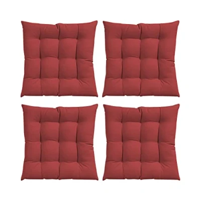 Imagen de GREATOYAR Cojines para Silla y Asiento, Decoración de Asiento Jardín Casa Terraza, Cojín Decorativo con Correas Sujeción, 9 Pespuntes, Fabricado en España, 40 x 3.5 cm, Pack 4, Rojo