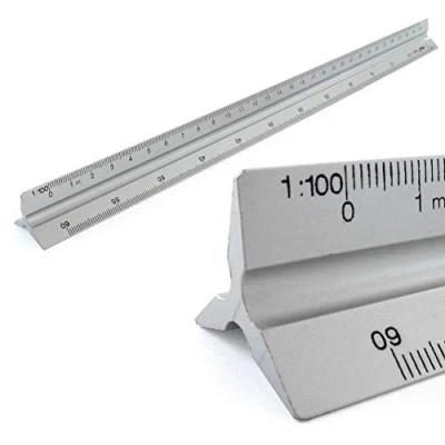 Imagen de Reglas Aluminio triangular escala de 1: 100, 200, 250, 300, 400, 500, 30 cm largo regla