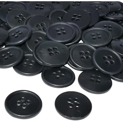 Imagen de AERZETIX C56526 Juego de 100 Botones coser redondos Ø20x3mm 32L L32 con 4 agujeros color negro en plástico apertura 3mm mercería costura ropa moda tejeras decoración