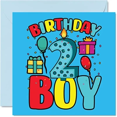 Imagen de tarjeta de cumpleaños 2º para niño, feliz niño 2 años, tarjetas él, felicitación 145 mm x hijo, hermano, nieto,