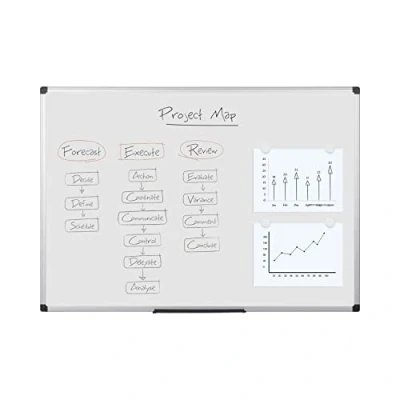Imagen de Bi Office Maya Pizarra blanca magnética con marco de aluminio, 900 x 600 mm, blanco