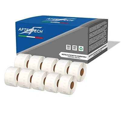 Imagen de Aftertech 10 rollos de etiquetas adhesivas compatibles 99012 36 x 89 mm (260 etiquetas/rollo = 2600 totales) para Dymo LabelWriter Seiko SLP etiquetadoras impresoras S0722400 10x99012