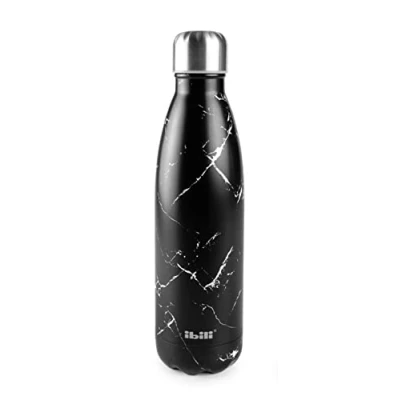 Imagen de IBILI Botella termo black marble 500, Acero Inoxidable 18/10, Doble pared, Reutilizable