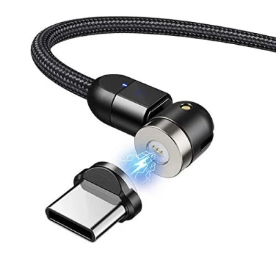 Imagen de Maclean MCE475 Cable USB Magnético con Adaptador Tipo C Función de Carga Rápida 2 m 9V / 2A 5V 3A Conexión Magnética Giratoria 360 ​​ y 180