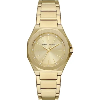 Imagen de Armani Exchange Orologio da Donna, Movimento al quarzo a tre lancette e cassa 34 mm con cinturino in Acciaio o Pelle, Tono Oro Rosa y Plata