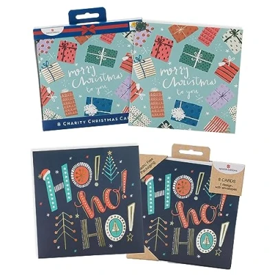 Imagen de UK Greetings Paquete múltiple de 16 tarjetas Navidad para él/ella/amigo, 2 diseños contemporáneos