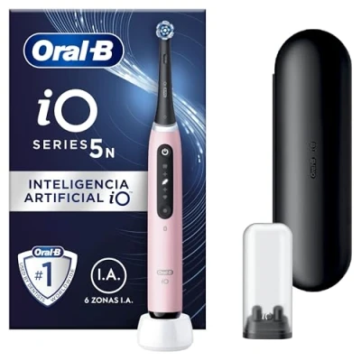 Imagen de Oral B iO 5N Cepillo De Dientes Eléctrico con Mango Recargable, 1 Cabezal y Estuche Viaje, Diseñado por Braun Rosa