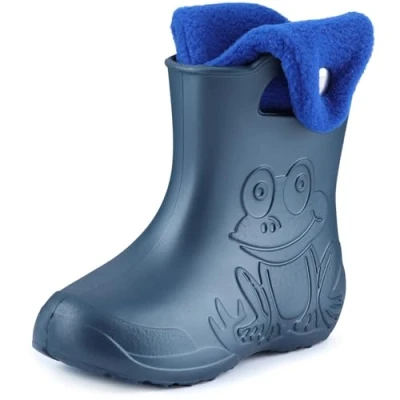 Imagen de Ladeheid Botas de Agua para niños en EVA Unisexo Lluvia Forradas Zapatos Infantiles Calzado Invierno Impermeable Rainboots LA CA 04 (Azul Metálico/Azul Marino 2, 22/23 EU)