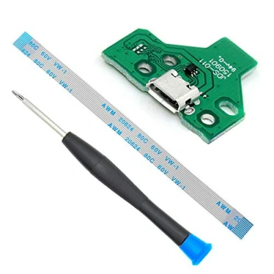 Imagen de MMOBIEL Reemplazo del puerto de carga para el controlador PlayStation PS4 modelo Dualshock 4: JDS 011 Cable flexible 12 pines con Incl. (+) Destornillador