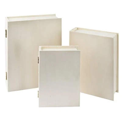 Imagen de caja de almacenamiento madera con forma libro 4 x 15 11 cm tapa, joyero, tapa abatible, bricolaje, manualidades