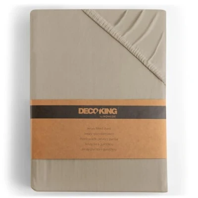 Imagen de DecoKing 200x220 220x240 cm 100% Algodón Peinado Sábana Bajera Ajustable Jersey Capuchino Amber Collection