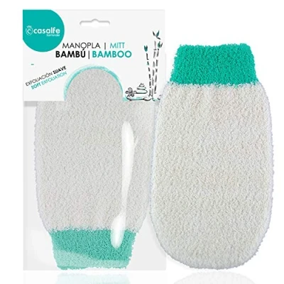 Imagen de Casalfe Natural Skin Manopla Exfoliante, Renueva Tu Piel y Mejora Circulación, Bambú Exfoliación Suave