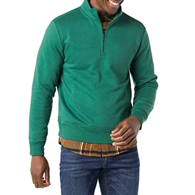 Imagen de Amazon Essentials Sudadera polar de manga larga y cremallera un cuarto Hombre, Verde, S