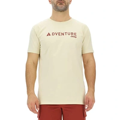 Imagen de JEEP O102729 M505 J Camiseta Hombre Adventure Carpa Estampado Grande J23S Almond/Red Ochre S
